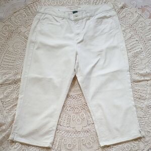 Ralph Lauren Classic Midcalf White Cropped Denim